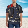 thumbnail image 2 of Sikiie 2025 New Year 2 Print Men's Hawaiian Shirt, Summer Beach Button Pocket Short Sleeve T-Shirt,Small, 2 of 7