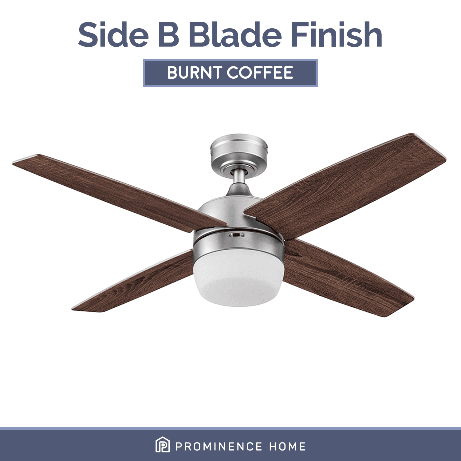 Prominence Home Atlas 44" Pewter Ceiling Fan with Light, Remote Control, 4 Blades & Reverse Airflow