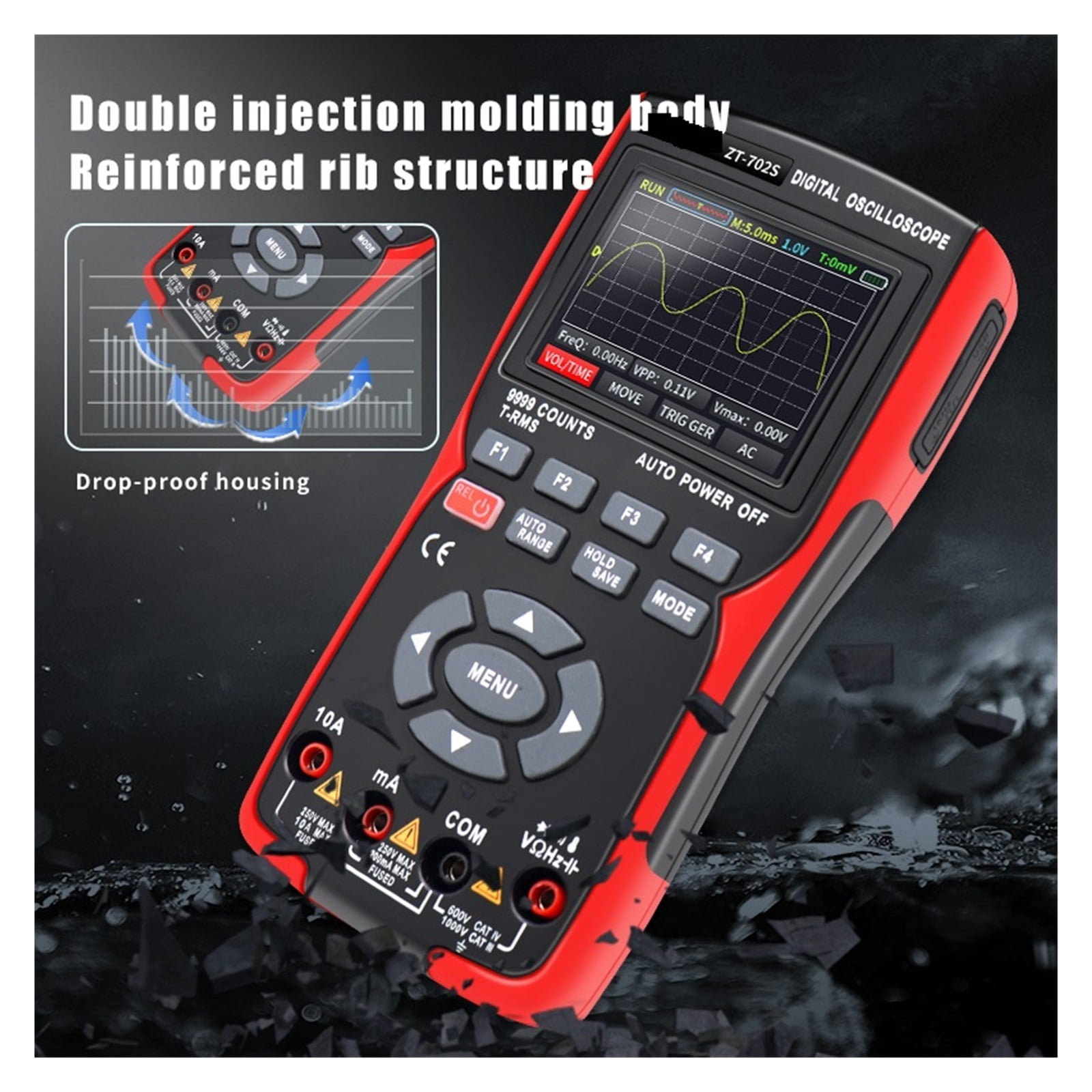 Digital Oscilloscope 48MSa/s 10Mhz Waveform Digital Storage Oscilloscpe Multimeter Auto True RMS Tranistor Probe Multimetro ,Professional Designed