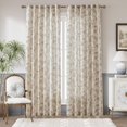 thumbnail image 2 of Cortinas Jinchan de lino floral, 213 x 213 cm, estampado de mariposas, color topo, 2 of 8
