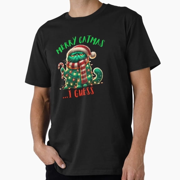 Merry Catmas Grumpy Cat Festive Holiday Humor Graphic Tee Shirt,for men & women up to 5XL
