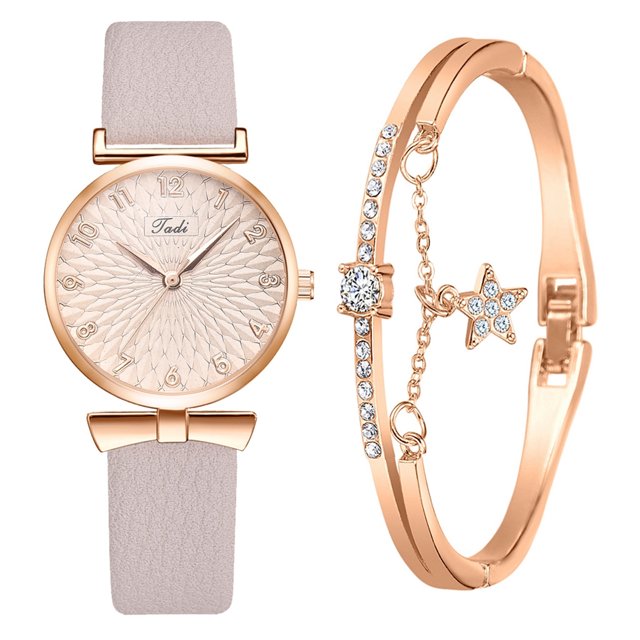 Jadi European And American Fashion Style Gold Dial Ladies Bracelet Watch Set
