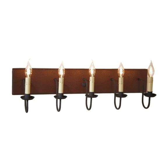 Irvins Country Tinware Five Arm Vanity Light in Plantation Red