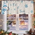 thumbnail image 5 of Christmas Snowman Valances for Windows, 54 x 18in, Bird Snowflake Winter Blue Linen Texture Rod Pocket Kitchen Valance Curtain Light Filtering Window Treatments for Living Room Bedroom, 1 Panel, 5 of 7