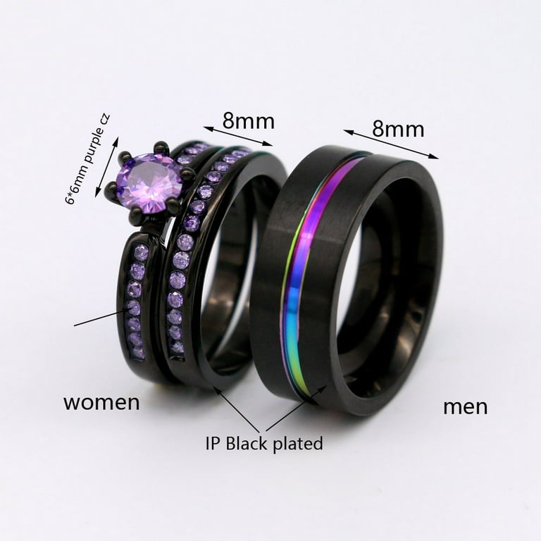 His and Hers Wedding Ring Set Cheap Wedding Bands for Him and Her(6/13) -  Walmart.com