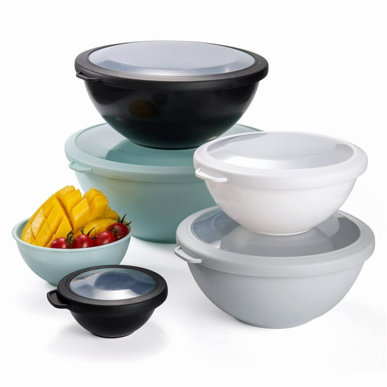 Home Gourmet 12-Piece Polypropylene Nesting Mixing Bowl Set with Lids -  Multi-sized Tupperware Set - (Deep Sunrise) 