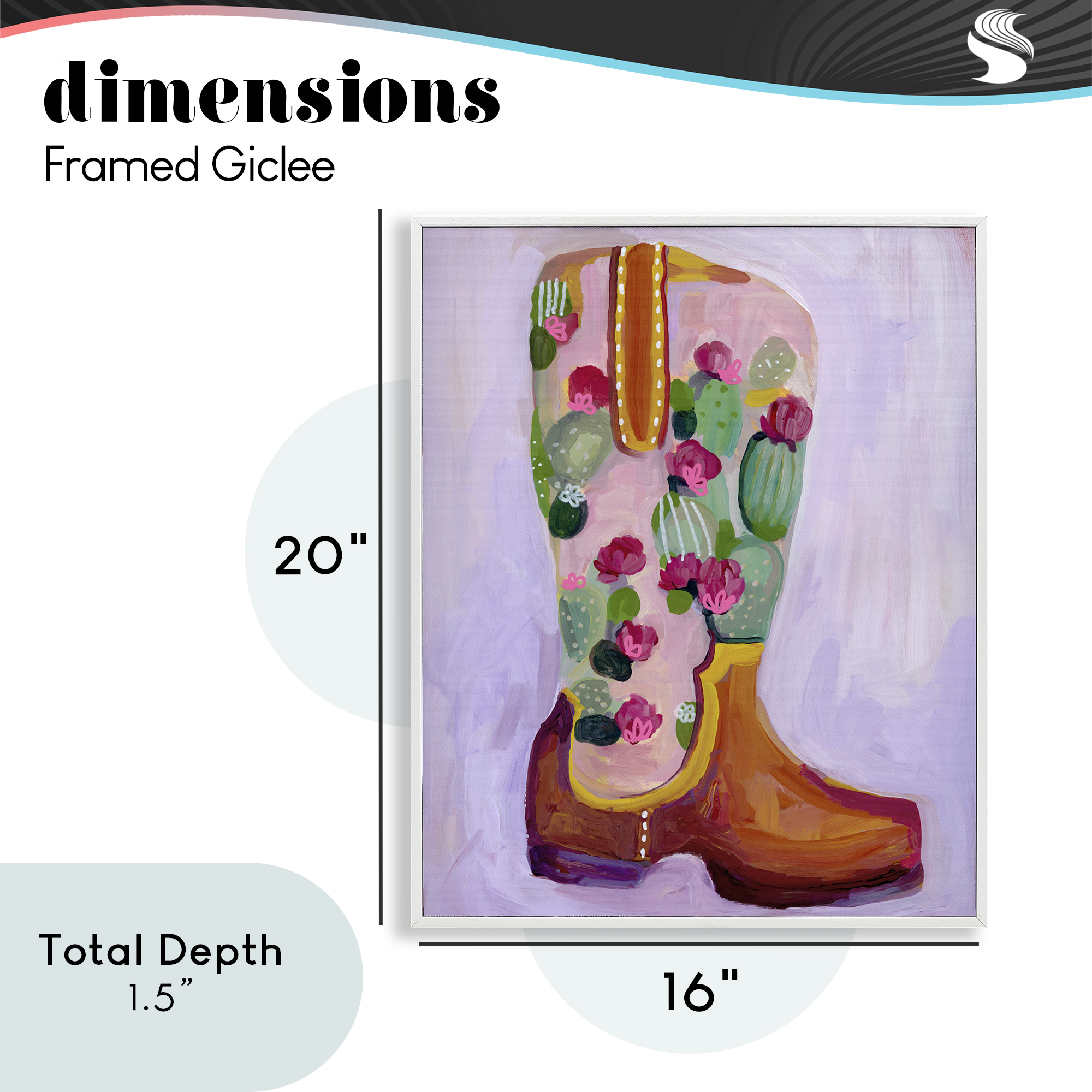 Desert Day Dream Boots White Framed Giclee Art, design by Ashley Davis
