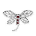 thumbnail image 4 of 925 Sterling Silver Polished Rhodium Garnet Dragonfly Pendant Necklace 19x27mm Wide Pendant for Women, 4 of 4