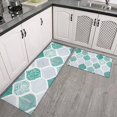 thumbnail image 2 of Green and White Geometric Quatrefoil Pattern Kitchen Rugs Sets Of 2,Anti Fatigue Kitchen Mat Rugs Non Slip Washable,Decorative Kitchen Floor Mats for Kitchen,Sink,Laundry,17"x30"+17"x47", 2 of 7