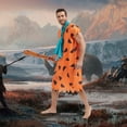 thumbnail image 7 of GTMEDT Halloween Adult Caveman Cosplay Costume Prehistoric Stone Age Orange Print Tunic Costume with Sticks,S, 7 of 7