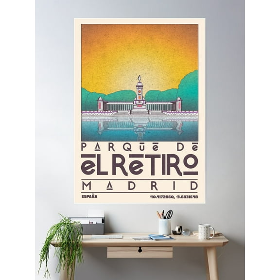 Parque De El Retiro, Madrid Poster Wall Art, Modern Wall Decor For Living Room Bedroom, 8x12 UNFRAMED