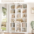 thumbnail image 3 of Hiphuta 76"H x 47"W Wood 6-Tier Standard Bookcase, Tall Bookcase for Bedroom, Freestanding 18 Cubes Display Storage Shelves, Living Room and Office, White, 3 of 8