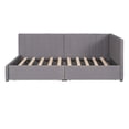 thumbnail image 6 of Twin Size Daybed, Upholstered Daybed with 2 Storage Drawers for Kids Teens Adults, Linen Fabric Sofa Bed Frame with Wood Slat Support, Sofa Bed for Living Room Bedroom, No Box Spring Needed, Gray, 6 of 7