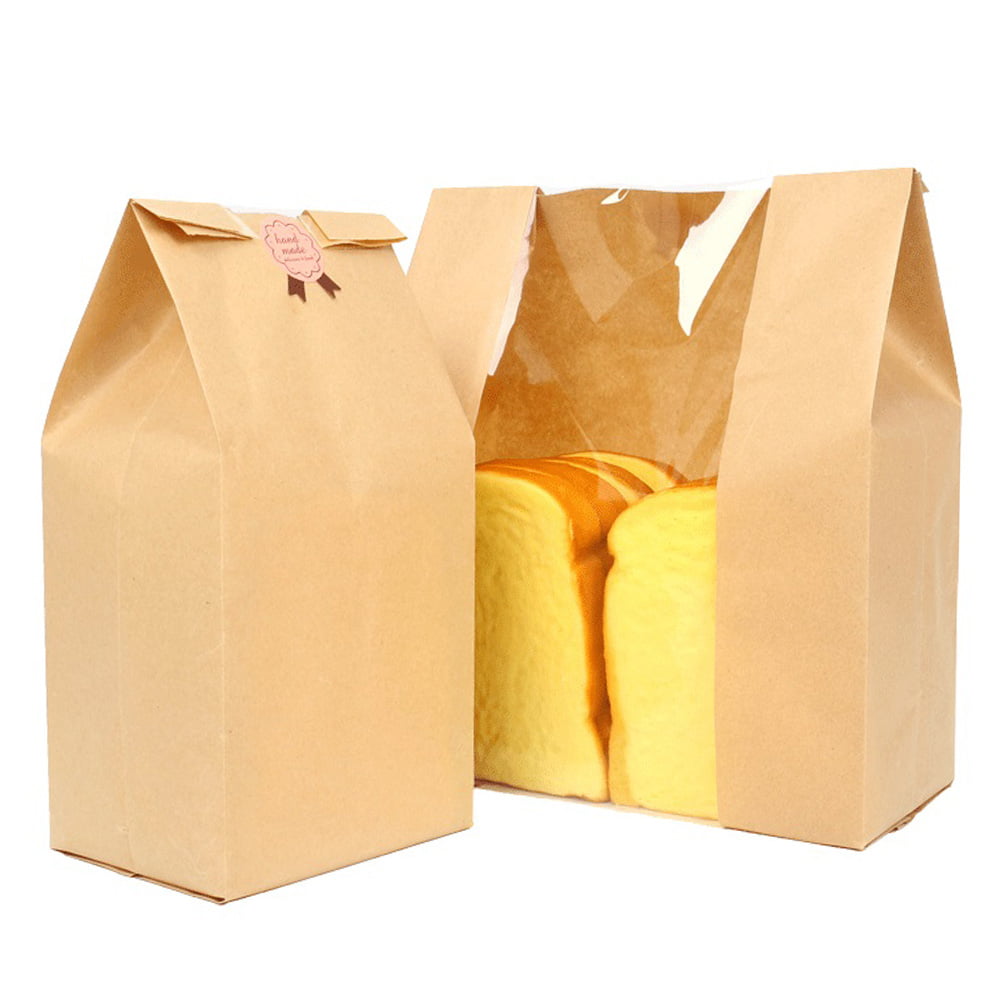 Custom Printed: 24x28cm Glossy Clear Kraft Toast Bread Bag With Vent H