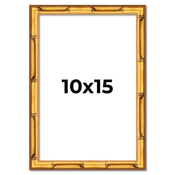 10x15 Frame Gold Bamboo Solid Wood Picture Frame | 0.75 Inch Moulding Width | Interior Frame Depth
