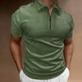 thumbnail image 2 of Baqcunre Polo Shirts For Men Male Zipper Short Sleeve Top Tie Dye Solid Color Lapel Lightweight Breathable Short Sleeve T Shirt Sweatshirts For Men Tops For Men Army Green L, 2 of 5
