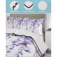thumbnail image 4 of Quilts Twin Size, Purple Eucalyptus Leaves Soft Comforter Bedding Set for Bed, Spring Rustic Botanical Lightweight Quilted Bedspread with Pillow Cover(2 Pieces) for All Season, 68x86 Inch, 4 of 6