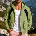 thumbnail image 2 of longantii Mens Waterproof Jackets Cozy Windbreaker Stand Collar Rain Jacket Long Sleeve Zip Up Jacket Modern Fit Fall Winter Going Out Streetwear Green M, 2 of 5