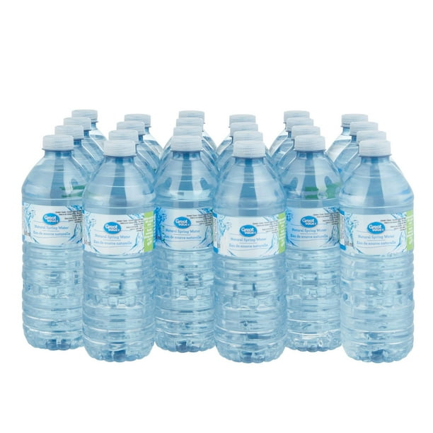 Paq. de 24 bouteilles d'eau de source naturelle Great Value Paq. de 24 bouteilles 500 ml
