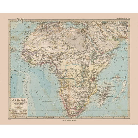 Historic Map - Africa - Stieler 1885 - Vintage Wall Art