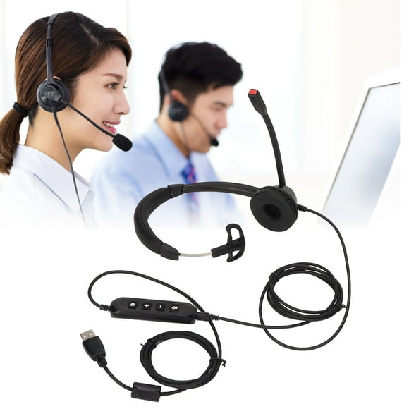 3.5mm Phone Headset, Volume Mute HD Call Flexible Monaural Call Center Headset  for Conference Call for Home