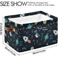 thumbnail image 3 of GZHJMY Rocket Shelf Storage Baskets, Foldable Fabric Storage Bins with Leather Handles for Organizing Closet Clothes, Toys, Towels, Bedroom, Bathroom, Nursery, Office (2 Pack), 3 of 7