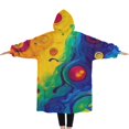 thumbnail image 2 of Oversized Wearable Blanket Hoodie,Colorful Circular Pattern Sherpa Blanket Hoodie with Super Pockets,Super Warm Fuzzy Pullover for Women & Men, 2 of 6