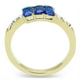 thumbnail image 3 of Womens Ring Blue Triple Stone Steel Ring with Synthetic Synthetic Glass in Montana, 3 of 4