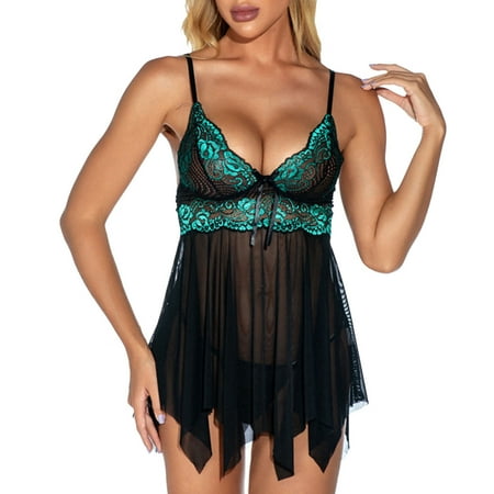 

Follure Lace Babydolls Lingerie For Women Exotic Sexy V Neck Mesh Slips Nightie Chemise Nightgown Lingerie For Women
