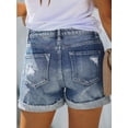 thumbnail image 5 of EMMIOL Women's High Waisted Rolled Denim Shorts Casual Ripped Summer Hot Shorts with Pockets Frayed Distressed Style, 5 of 6