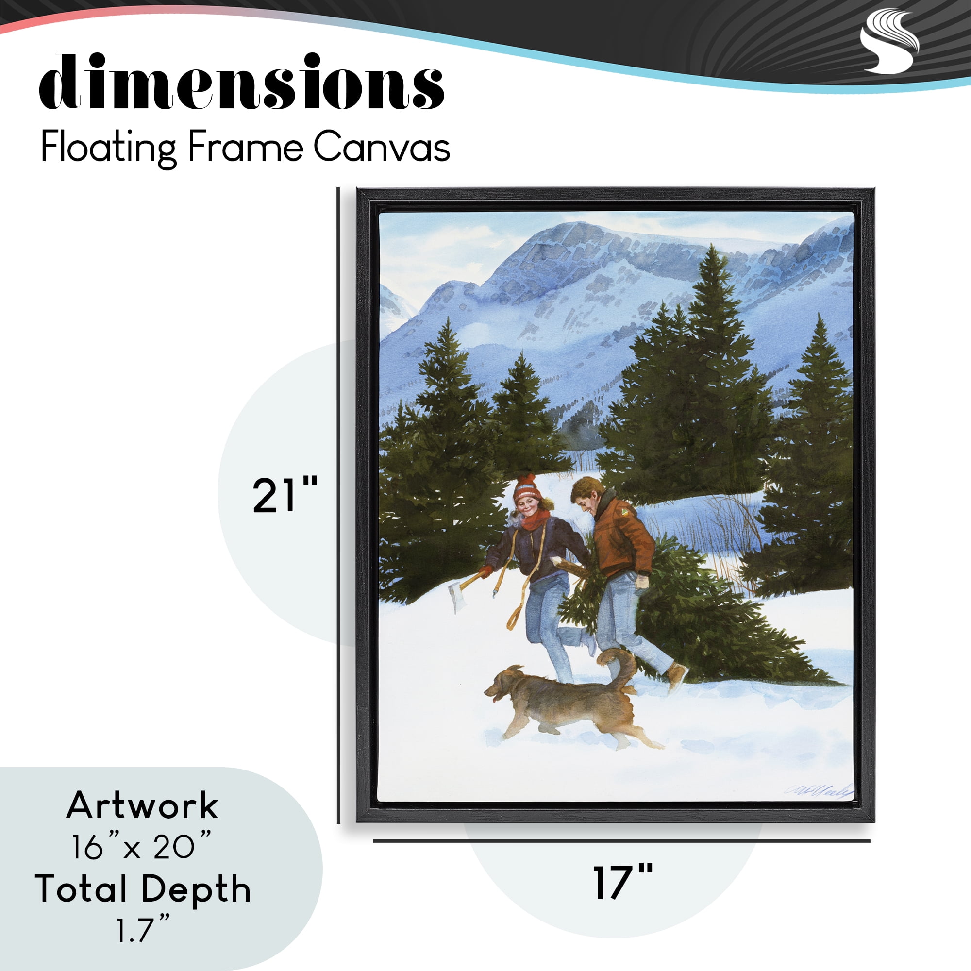 Couple Bringing Home Tree Black Framed Floater Canvas Wall Art, design by Wind River Studios