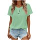 thumbnail image 1 of Camisas de Manga Corta para las Mujeres Casual Botón de Color Sólido Cuello Redondo Camisa de Manga Corta de Tamaño Grande Verano Camisas de Manga Corta para las Mujeres, 1 of 5