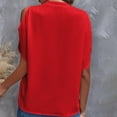thumbnail image 2 of Summer womens V-neck Top Loose T-shirt Temperament Fashion Strapless Sleeve-Red（L）, 2 of 3