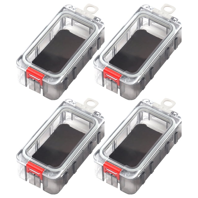 Caja de aparejos de pesca expandible de 4 piezas, luminosa, impermeable, magnética (rojo y blanco)
