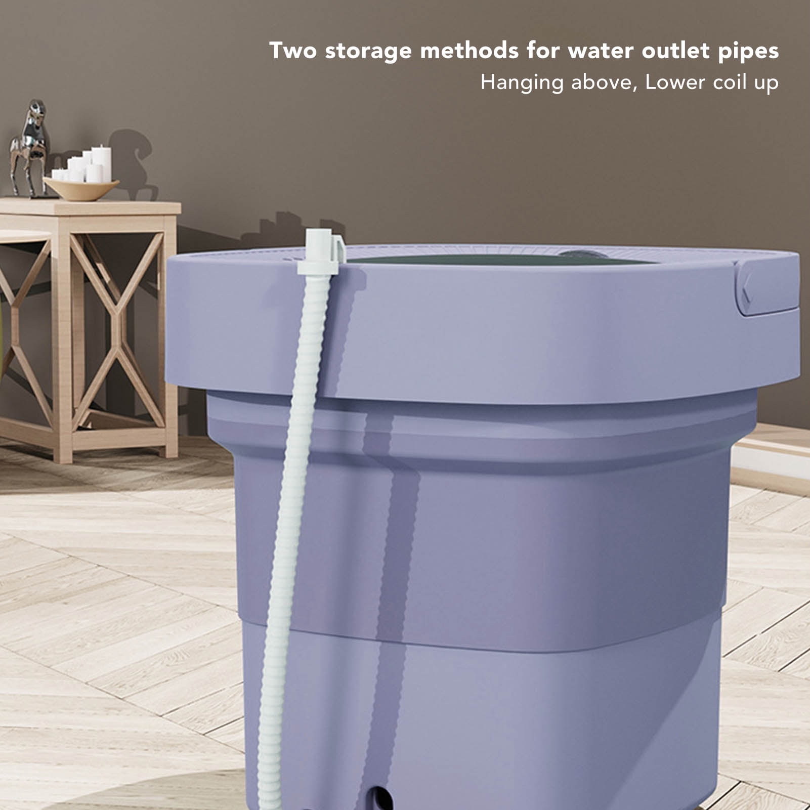6.5L Washing Machine Folding Portable Automatic Deep Cleaning Wash and Spin Dry Washer with Water Tube 100‑240V for Camping, RV, Travel, Small Spaces, Lightweight[A]