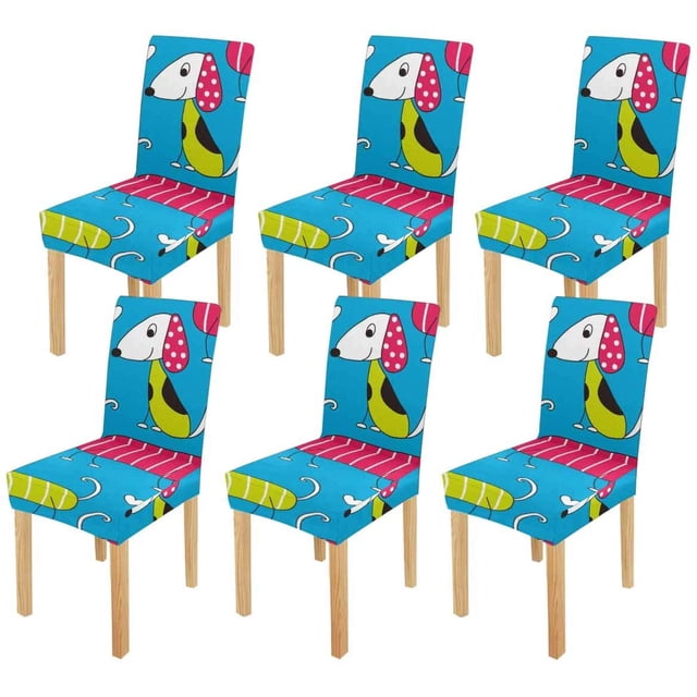 Funda protectora para silla elástica con diseño de perro colorido ABPHQTO funda protectora para comedor Hotel boda fiesta juego de 6
