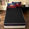thumbnail image 4 of meiyoeat Watercolor Drip Basketball Zipper Full Size Comforter Sets with Fitted Sheet and 2 Pillowcases for Boys, American Flag Zipper Bedding Set, Black Reversible, 4-Piece, 4 of 7