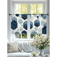 thumbnail image 5 of Navy Blue Geometric Sheer Curtains 45 Inch Length 2 Panels Set, Semi Transparent Voile Rod Pocket Curtains for Living Dining Room Bedroom Drapes Gold White Hexagon Modern, 5 of 6