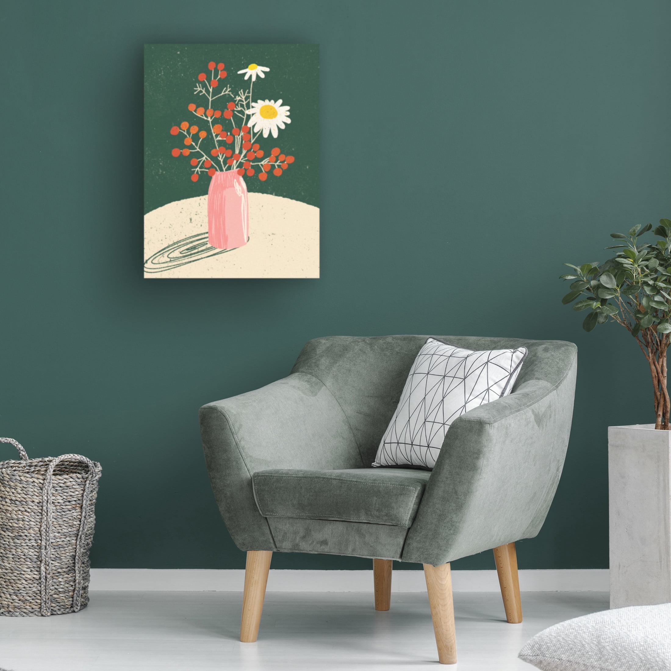 Canvas Wall Art - Incado 'Vase Floral' Wall Art for Living Room, Bedroom, or Office Décor by Trademark Fine Art - 35 x 47 Inches