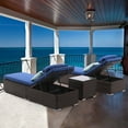 thumbnail image 2 of 3 PCS Patio Chaise Lounge Outdoor Lounge Chair Patio Reclining Chair with Coffee Table Cushion&Pillow 5 Angle Adjustment PE Rattan Chair for Courtyards Poolside Garden (Blue), 2 of 7