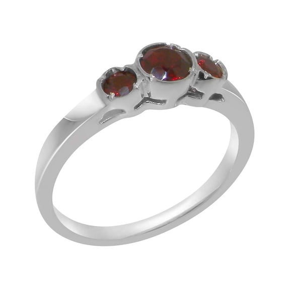 LBG British Made 14k White Gold Natural Garnet Womens Anniversary Ring - 33 size options - Size 10