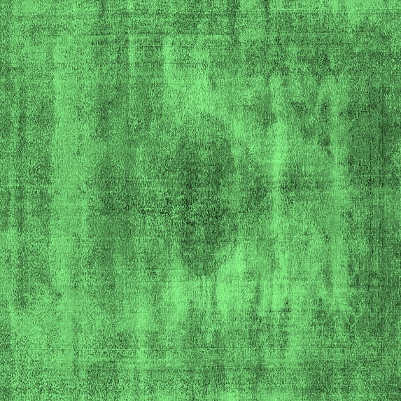 Ahgly Company Indoor Square Oriental Emerald Green Industrial Area Rugs, 7' Square