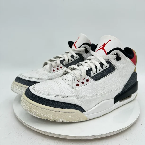 Ni - ke Ni - ke Air Jordan 3 Men Size 12 CZ6431-100 Fire Red Denim Cardinal Training Shoes