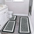 thumbnail image 4 of Alfombras de baño, alfombra de baño de microfibra absorbente con alfombrilla de inodoro en forma de U, alfombra de suelo de terciopelo antideslizante y lavable, alfombra de ducha suave y afelpada, 4 of 8