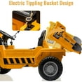 thumbnail image 2 of Jojoka Ride on Dump Truck for Kids, 12V Ride on Car with Electric Dump Bed, Remote Control and Extra Shovel, Ride on Construction Vehicle with USB, MP3, Music Player, Battery Indicator (Yellow), 2 of 8