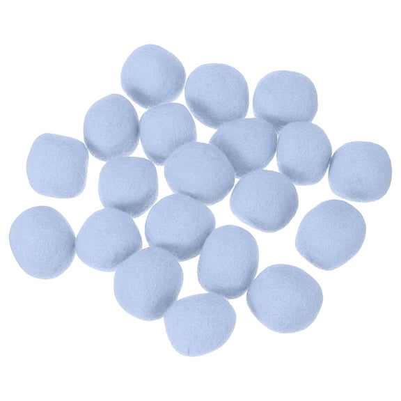 Uxcell 20 Pcs Wool Felt Balls Beads, 1.2 Inch Felt Pom Poms for Crafts, Handmade Pompoms Bulk Small Bead for Nursery Handicrafts and DIY Art Decoration, Light Blue