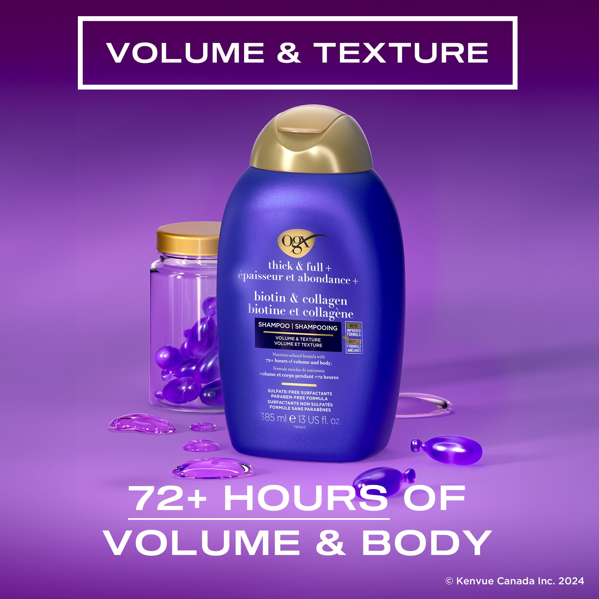 Shampooing Croissance Cheveux à La Biotine & Kératine - 300ml, Purc, Neuf