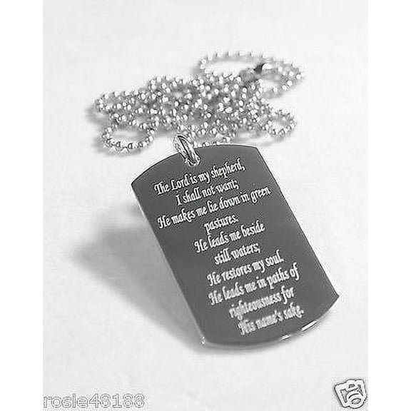 PSALM 23 VALLEY OF DEATH MEMORIAL DOG TAG NECKLACE SOLID STAINLESS STEEL 2 SIDE