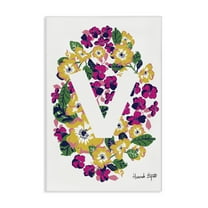 Stupell Industries Floral Bloom Letter V Botanical & Floral Painting Gallery Wrapped Canvas Art Print Wall Art, 16 x 24