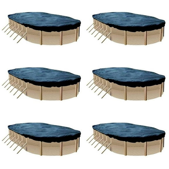 Swimline 12x24 Ft. Heavy Duty Oval Above Ground Winter Pool Cover, Blue (6 Pack), Pool Not Included